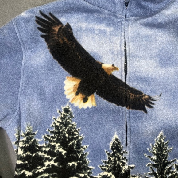 Vintage Trail Crest Fleece Bald Eagle Forrest Jacket Mens 3XL Scenic 1457 - Picture 2 of 7